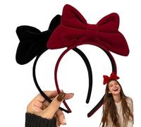 Red Headband Big Bow Headbands,2PCS Set Black and Red Bowknot Hair Band for Women Girls, Non-Slip Hair Accessories for Christmas Party Cosplay Costume, Cute Headdress for Valentine's Day