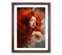 Red Headed Woman Classicism No.2 Framed Print | A2 Walnut Framed Wall Art | Ready to Hang | Modern Nature Picture | Living Room Bedroom Lounge Office
