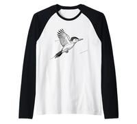 Red-Headed Woodpecker Line Art Birdwatcher Raglan Baseball Tee