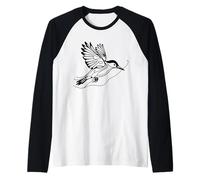 Red-Headed Woodpecker Line Art Birdwatcher Raglan Baseball Tee