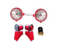 Red Headlamp with 12v Bulb and Butler Style Lamp with Brackets and Light Switch Suitable for Massey Ferguson Tractor 135, 150, 202, 204, 20C, 2135, 2200, 230, 245, 2500 etc