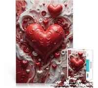 Red Heart Abstract Art1000 Piece Jigsaw Puzzles for Adults Toy Intellectual Game Fun at Home Activities, Birthday Present,Travel Gifts, 38x26cm