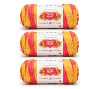 Red Heart All in ONE Flower Power Poppy Star Yarn - 3 Pack of 8.8oz/250g - 100% Acrylic - #4 Worsted (Medium) - 440 Yards - Knitting/Crochet
