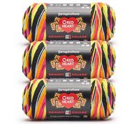 Red Heart All in One Granny Square Black Spicy Lime Yarn - 3 Pack of 250 g / 8.8 oz - 100% Acrylic - #4 Worsted (Medium) - 440 Yards - Knitting/Crochet