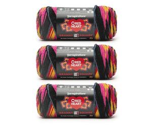 Red Heart All in ONE Granny Square Scarlet Sands Yarn - 3 Pack of 8.8oz/250g - 100% Acrylic - #4 Worsted (Medium) - 440 Yards - Knitting/Crochet