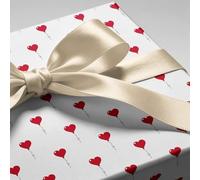 Red Heart Balloon Wrapping Paper Roll - Wide 59.4cm x 3.6m Romantic Love Gift Wrap for Birthday, Valentines Day, Anniversary, Wedding, Girlfriend, Boyfriend and Couples