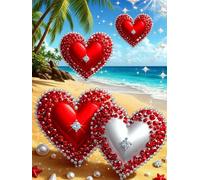 Red Heart Beach Jigsaw Puzzles for Adults 700 Piece, jigsaw puzzle 700 Pieces for adults Challenging Game, Family puzzles Game Home Decoration Gifts