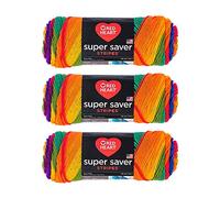 Red Heart Bulk Buy Super Saver Stripe, Favourite (4965), Pack of 3 Balls
