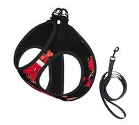Red Heart Butterfly Valentines Print Harness Leash Set For Cats And Dogs, Reflective Adjustable, Soft Breathable Mesh Vest With Escape-Proof Lead, For Small Pets And Kitten Puppies