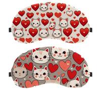 Red Heart Cat Heads 2-Pack Eye Patch and Eye Masks Set, Light-Blocking, Soft, Breathable Sleep Mask Kit