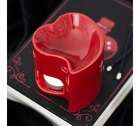 Red Heart Ceramic Oil Burner - Bold & Passionate Design for Aromatherapy - Durable, Easy-to-Use with Tealights & Fragrance Oils - Ideal for Living Room, Bedroom, or Bathroom Decor