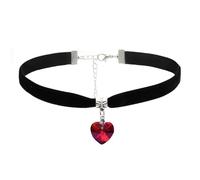 Red Heart Choker Necklace,Black Choker Necklaces for Women Chocker,Velvet Gothic Chokers,Black Collar with Red Heart Pendan,Adjustable with Extension Chain,for Halloween,Cosplay,Valentine's Day,Prom