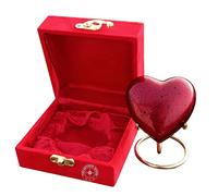 Red Heart Cremation Urn Keepsake with Red Box - Mini Heart Urn & Brass Stand for Your Loved One - Small Urn for Human Ashes - Handcrafted Aluminum - Perfect for Adults & Infants