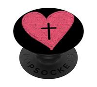 Red Heart Cross Love Gift Catholic Jesus Christian Crucifix PopSockets Swappable PopGrip