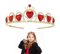 Red Heart Crown Tiara Crystal Wedding Crown Elegant Princess Queen Headpiece Cute Girl Cosplay for Women Girls Bridal Hen Party Prom Birthday Halloween Christmas Costume Hair Accessories