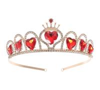 Red Heart Crown Tiara for Bride Elegant Rhinestone Headpiece Vofler Queen Tiara Baroque Vintage Hair Jewelry for Weddings Birthdays and Special Occasions Royal Style Heart-Shaped Hair Accessory