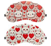 Red Heart Cute Cats 2-Pack Light-Blocking Soft Breathable Blindfold Sleeping Masks