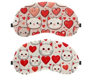 Red Heart Cute Cats 2-Pack Light-Blocking Soft Breathable Blindfold Sleeping Masks