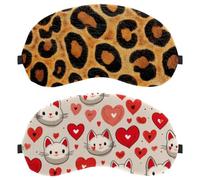 Red Heart Cute Cats Head 2 PCS Light-Blocking Soft Breathable Eye Patch Sleeping Masks