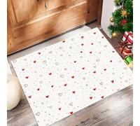 Red Heart Door Mats Indoor 60 X 90 Cm, Machine Washable Inside Door Mat, Minimalism Soft Doormats, Super Absorbent Entrance Rug, Anti-Slip Floor Mats For Front Rear Doors (White)
