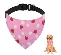 Red Heart Dots Pink Dog Bandana with Adjustable Strap D Ring Dog Neckerchief Pet Bibs Triangle Cat Bandana Pet Accessories for Dogs Puppy Dogs Cats Decor Machine Washable