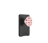 Red Heart Drops Pattern Cute Pink Kawaii Valentine Aesthetic PopSockets PopWallet for MagSafe
