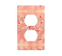 Red Heart Flowers Duplex Receptacle Outlet Wall Plate, Standard Size 1-Gang, Polycarbonate Thermoplastic.