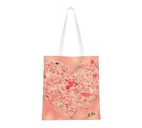 Red Heart Flowers Totes. Lightweightcanvas, Double Handles, Stylish Women'S Tote Bag, Perfect For Shopping, Work And Everyday Carry.
