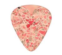 Red Heart Flowersguitar Plectrums 12 Piece Set, 3 Thicknesses For Acoustic Guitar, Bass Guitar, &Electric Guitar And More.