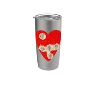 Red Heart Graphic with Torn Punctures Design Stainless Steel Insulated Tumbler