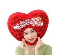 Red Heart Headwear - Plush Masquerade Cosplay Hat Soft Warm Headwear Photo Booth Accessories Cute Party Costume Comfortable Fashion Wear | Before for Women Men Valentine's Day