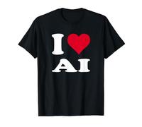 Red Heart I Love Ai Value Graphic T-Shirt, Men, Black, S