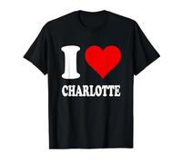 Red Heart I Love Charlotte Value Graphic T-Shirt, Men, Black, L