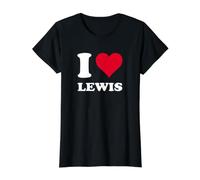 Red Heart I Love Lewis Value Graphic T-Shirt, Women, Black, L