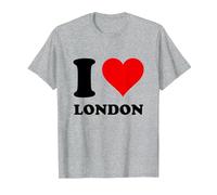 Red Heart I Love London T-Shirt, Men, Heather Grey, 5X-Large