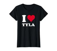 Red Heart I Love Tyla Value Graphic T-Shirt, Women, Black, L