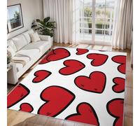 Red Heart Large Living Room Rugs 200x300 cm, Washable Modern Simple Love Area Rug for Bedroom, Soft Low Pile Non Slip Flannel Printed Carpets, Home Decor ZY&L1