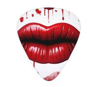 Red Heart Lips and Love Printed Guitar Picks 12-Piece Set - Comfortable, Versatile Plectrum for All Guitar Styles & Players