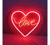 Red Heart Neon Signs for Bedroom Wall Decor, Heart Neon Glow Sign Light for Mother's Day Valentines Day Anniversary, Heart Neon Night Lamp Dimmable Usb Powered 11.9 * 11.9 * 1in 5V