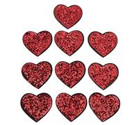 Red Heart Patch, Cotton Embroidered Applique, 10 Pieces - DIY Sewing, Iron - On Crafting, Perfect for Wedding Dresses and Gifts