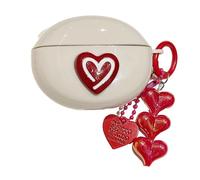 Red Heart Pattern Shock-Absorbing Case Cover with Pendant Accessories Case for Oppo Enco Air3i