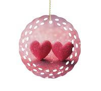 Red Heart Pink Glitter Hanging Decorations-3.2 in .Round Ornament for Decorating Shopping Malls, Shops, Homes.Holiday Keepsake for Women, Grandma Mothers Birthday.