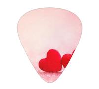 Red Heart Pink Glitter Printed,12 Pcs Guitar Pick,3 Different Thickness Plectrums for Acoustic Guitar Bass Ukulele (0.46mm 0.96mm 0.71mm)