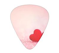 Red Heart Pink Glitter Printed Guitar Picks Personalized Guitar Plectrums 12 Pcs For Acoustic Guitar Electric Guitar And Bass Bulk Guitar Pick One Size