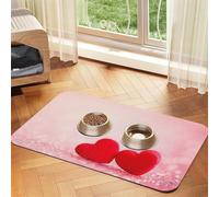 Red Heart Pink Glitter Printed,Waterproof Pet Feeding Mat,PU Leather Placemats for Cat Dog Water Bowl,Food Mats,40x60cm