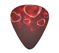 Red Heart Printed Guitar Picks,12 Pack Personalized Guitar Picks For Bass Acoustic Guitar Electric Guitar Includes 0.46mm/0.71mm/ 0.96mm