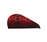 Red Heart Printed Hair Towel Wrap, Super Absorbent Dry Hair Cap for Women Shower Caps for Gym Salon Bath Shower