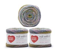 Red Heart Roll with It Melange Yarn, 3 Pack, Green Room 3 Count