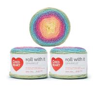 Red Heart Roll with It Sparkle Moon Dust Yarn - 5.3oz/150g - Blend - 4 Medium (Worsted) - 561 Yards - Knitting/Crochet, 3 Pack, Magic