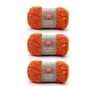 Red Heart Scrubby Sparkle Yarn, 3 Pack, Orange 3 Count